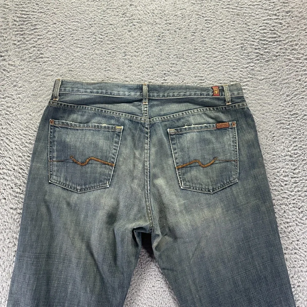 Vintage 7 For All Mankind Jeans Men 36x33 Blue Cotton Denim Straight Relaxed USA
